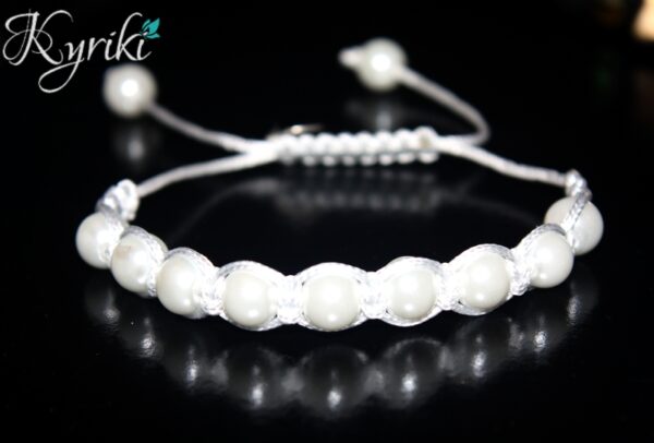 White Pearl Shamballa Style Bracelet_8814