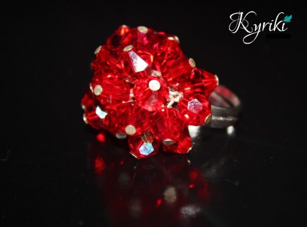 Red Swarovski crystal sterling 925 ring_9086WM